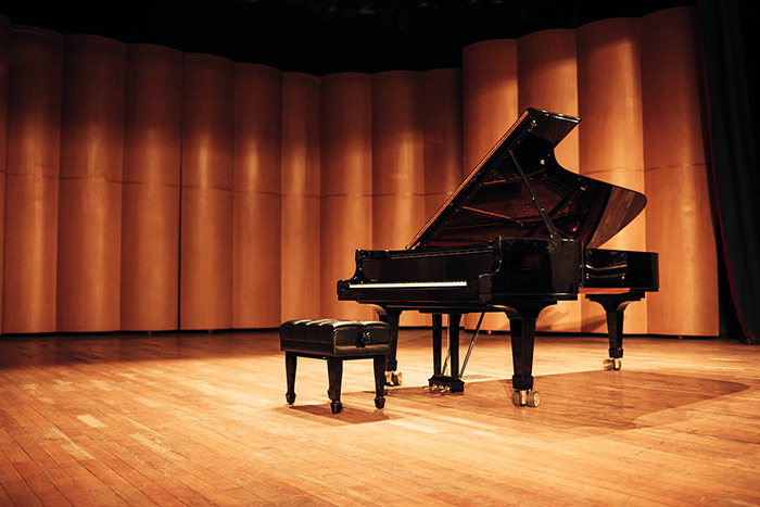 Grand piano on concert stage
